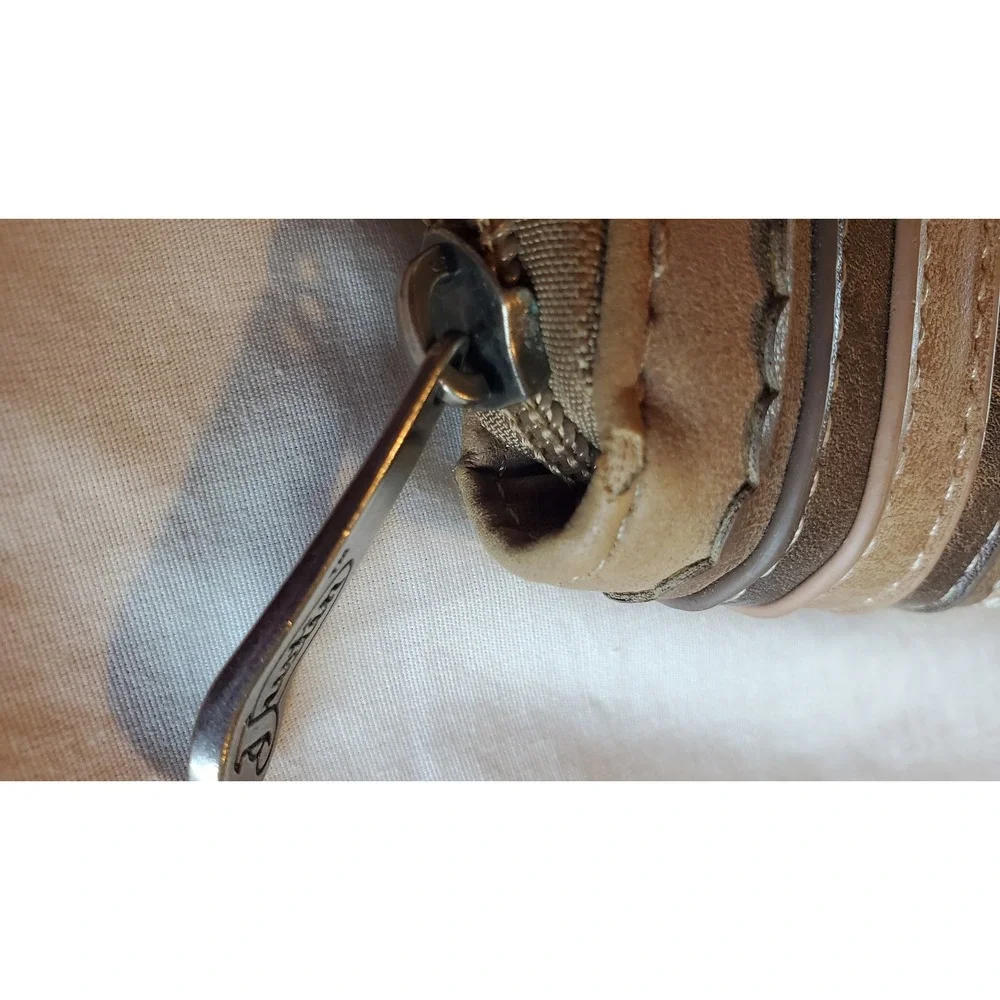 Justin Boots Brown Faux Leather Lace Concho Studded Zip Around Wristlet Wallet